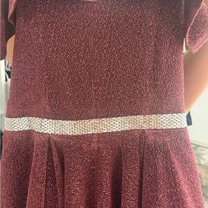 Burgundy Dress with Silver Accent